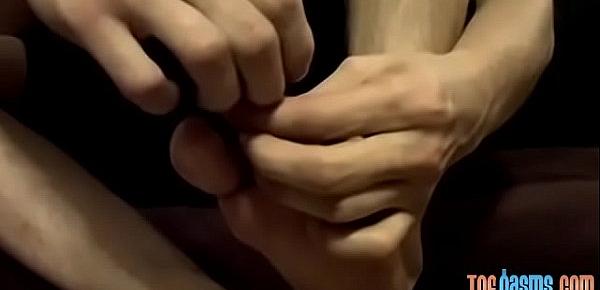  Young man enjoys some freaky feet play while he is alone